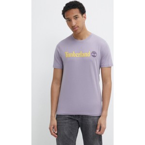 Fioletowy t-shirt Timberland z bawełny w młodzieżowym stylu z krótkim rękawem