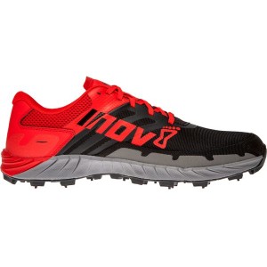 Czerwone buty sportowe Inov-8 sznurowane w sportowym stylu