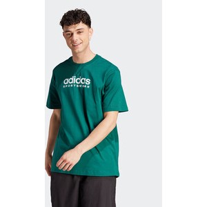 Zielony t-shirt Adidas w sportowym stylu z krótkim rękawem