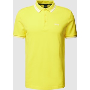 Żółta koszulka polo Hugo Boss z krótkim rękawem w stylu casual z bawełny