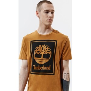 Pomarańczowy t-shirt Timberland w młodzieżowym stylu z krótkim rękawem