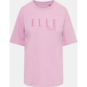 Różowy t-shirt Elle z okrągłym dekoltem