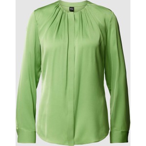 Zielona bluzka Boss Black Women z długim rękawem w stylu casual z jedwabiu