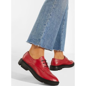 Czerwone półbuty Zapatos sznurowane ze skóry w stylu casual