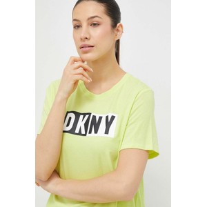 Żółta bluzka DKNY z okrągłym dekoltem w młodzieżowym stylu