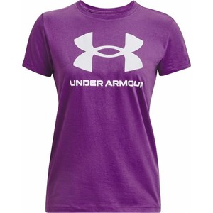 Fioletowy t-shirt Under Armour w sportowym stylu z okrągłym dekoltem