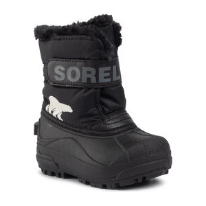 Czarne buty dziecięce zimowe Sorel dla chłopców sznurowane z goretexu