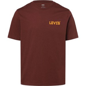 Czerwony t-shirt Levis z krótkim rękawem z nadrukiem w stylu vintage
