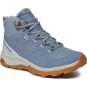 Niebieskie buty trekkingowe Salomon z płaską podeszwą sznurowane