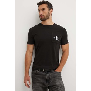 Czarny t-shirt Calvin Klein z nadrukiem w stylu casual z bawełny