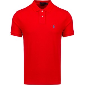Czerwona koszulka polo POLO RALPH LAUREN w stylu casual z krótkim rękawem