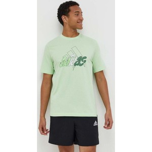 Zielony t-shirt Adidas z bawełny