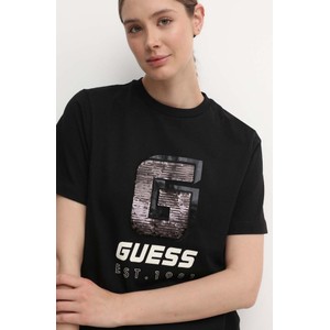 Czarna bluzka Guess z krótkim rękawem w młodzieżowym stylu