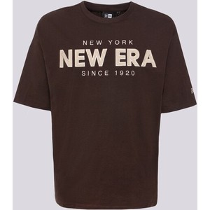 Brązowy t-shirt New Era z krótkim rękawem
