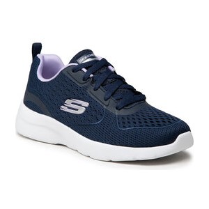 Granatowe buty sportowe Skechers sznurowane w sportowym stylu z płaską podeszwą