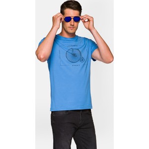 Niebieski t-shirt LANCERTO z bawełny