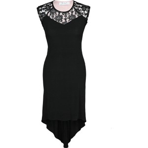 Czarna sukienka Fokus w stylu glamour z okrągłym dekoltem bez rękawów