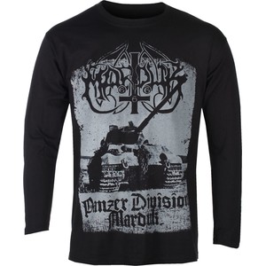 Czarna koszulka z długim rękawem Metal-shop z bawełny z nadrukiem w młodzieżowym stylu