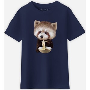 Granatowa koszulka dziecięca Wooop z bawełny dla chłopców