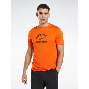 Pomarańczowy t-shirt Reebok z krótkim rękawem w sportowym stylu