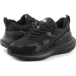 Czarne buty sportowe Lacoste w sportowym stylu z płaską podeszwą