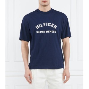 Granatowy t-shirt Tommy Hilfiger w młodzieżowym stylu