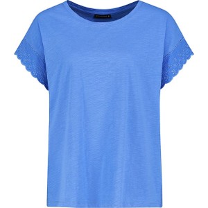 Niebieski t-shirt Stitch&Soul z bawełny z okrągłym dekoltem z krótkim rękawem