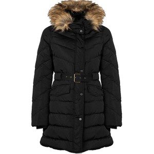 Czarny płaszcz ubierzsie.com w stylu casual z tkaniny