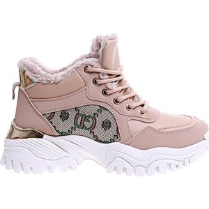 Różowe buty sportowe Pantofelek24 z płaską podeszwą
