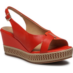 Czerwone sandały Sergio Bardi ze skóry ekologicznej z klamrami w stylu casual
