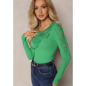 Zielona bluzka Renee z długim rękawem w stylu casual