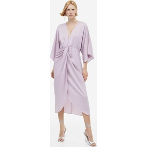 Fioletowa sukienka H & M midi z długim rękawem kopertowa