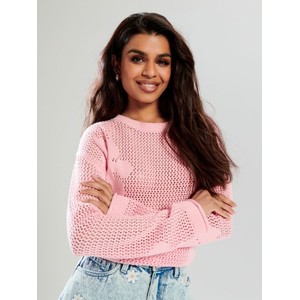 Różowy sweter Sinsay z bawełny