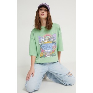 T-shirt Roxy z bawełny w młodzieżowym stylu z okrągłym dekoltem