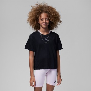 Czarna bluzka dziecięca Jordan dla dziewczynek z bawełny