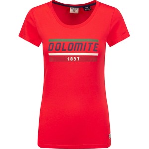 Czerwony t-shirt Dolomite z krótkim rękawem z okrągłym dekoltem w sportowym stylu