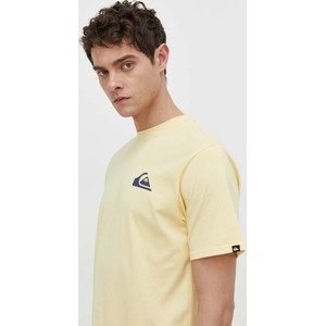 Żółty t-shirt Quiksilver z nadrukiem z bawełny