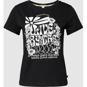 Czarny t-shirt S.Oliver z okrągłym dekoltem z bawełny