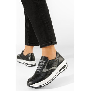 Czarne buty sportowe Zapatos w sportowym stylu z płaską podeszwą