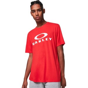 Czerwony t-shirt Oakley z bawełny w młodzieżowym stylu z krótkim rękawem