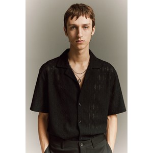 Czarna koszula H & M w stylu casual z krótkim rękawem