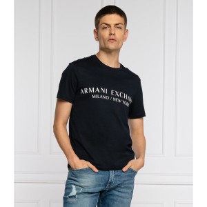 Czarny t-shirt Armani Exchange z krótkim rękawem z bawełny
