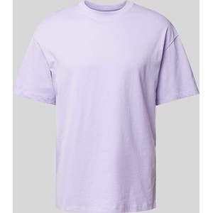 Fioletowy t-shirt Jack & Jones w stylu casual z krótkim rękawem z bawełny