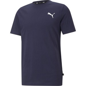 Granatowy t-shirt Puma z bawełny z krótkim rękawem w sportowym stylu