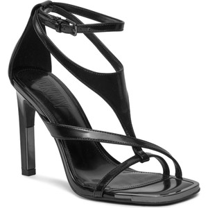 Czarne sandały DKNY na szpilce z klamrami