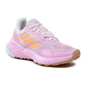 Różowe buty sportowe Adidas Performance z płaską podeszwą sznurowane w sportowym stylu