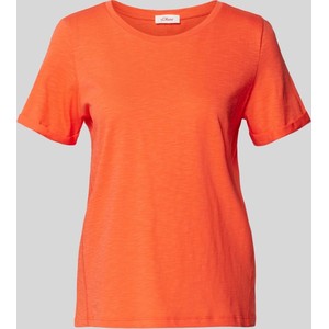 Pomarańczowy t-shirt S.Oliver z krótkim rękawem z okrągłym dekoltem