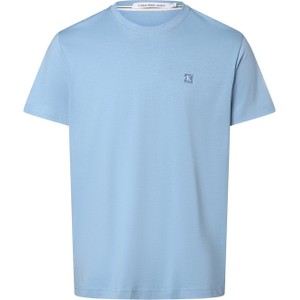 Niebieski t-shirt Calvin Klein z bawełny z krótkim rękawem w stylu casual