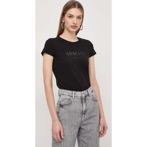 Czarna bluzka Armani Exchange z okrągłym dekoltem w młodzieżowym stylu