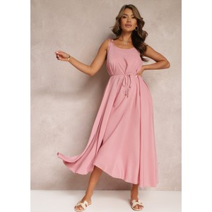 Różowa sukienka Renee maxi z dekoltem w kształcie litery v